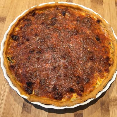 Tarte aux courgettes, chorizo et cheddar