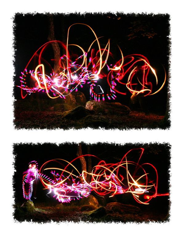 Une histoire de feu follets 
dans un bois de montagne.
Roman photo en light painting.