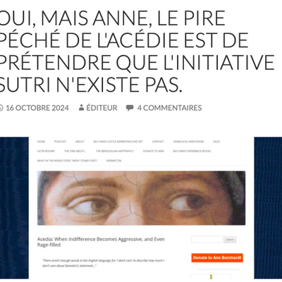 Ann Barnhardt - Acédie : quand l'indifférence devient agressive, voire rageuse