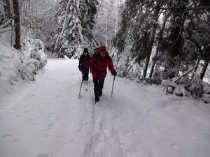 Départ de Beim Engel. La neige est là dès que nous quittons la route.