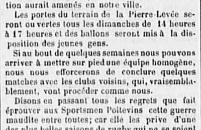 L'USFSA - Stade Poitevin (Rugby): en 1914