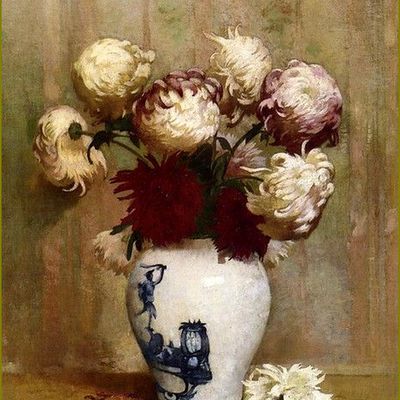Les fleurs par les grands peintres -  Emil Carlsen (1853 -1932)- chrysanthèmes