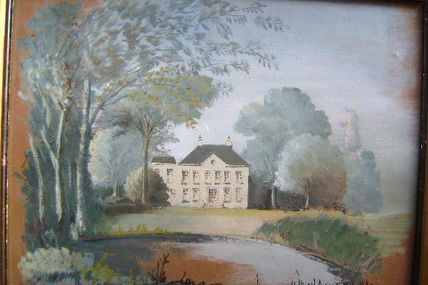 Aquarelle dessin lavis pastel Paysage maison coloniale signé AVAN