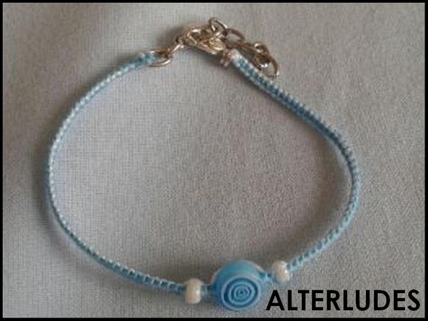 Prunelle triple - turquoise et blanc - Indisponible