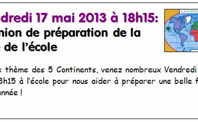 Préparons ensemble la fête de l'école 2013 !