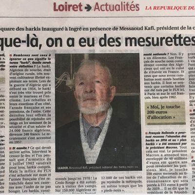 Un square des harkis inauguré samedi 10 novembre 2018 à Ingré (45)