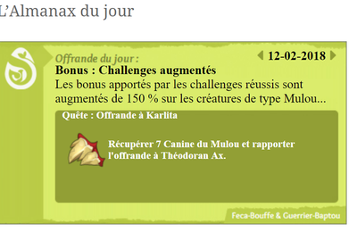 Offrande du 12/02 Event de guilde! A nous les mulous! 