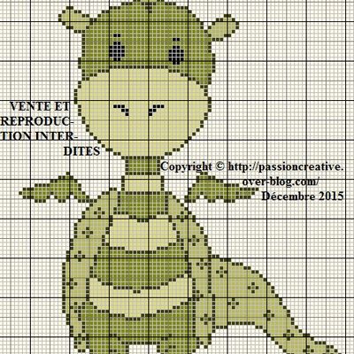 Grille gratuite point de croix : Dragon vert 2