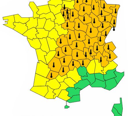 Carte de France canicule et pollution