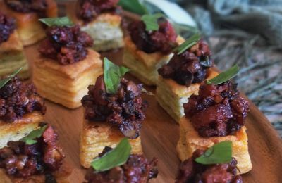 Mini bouchées feuilletées champignons chorizo