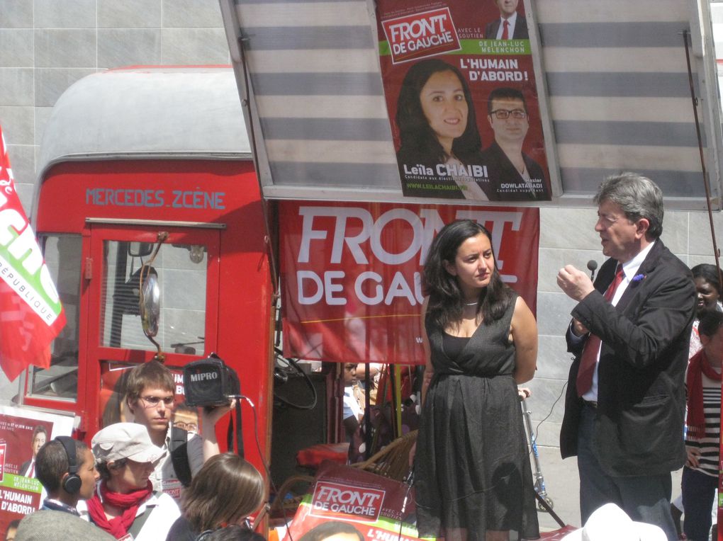 Visite de soutien aux candidates du FG pour les élections législatives, marché Glacière place Coluche, puis meeting improvisé au bas de la cité Daviel