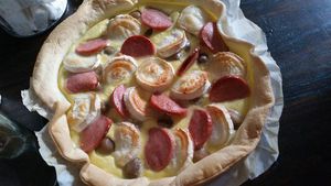 Tarte cervelas chèvre