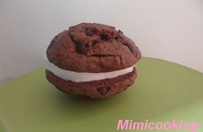 Biscuit glacé (cookie tout chocolat et glace vanille mascarpone sans oeufs)