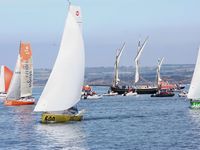 228 -  Mini Transat, 2013, Douarnenez-Lanzarote-Guadeloupe. Parade des mini-6.50 en baie de Douarnenez 13 octobre 2013, départ reporté au 28 ou 29 octobre...