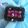 Bague 6 fleurs, en toupies Swarovski Noir et Rouge