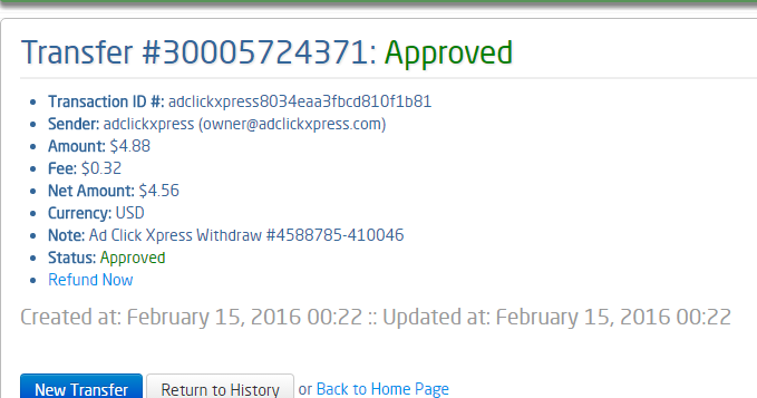 Withdrawal Proof from AdClickXpress