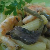 Pasta Carciofi e gamberi