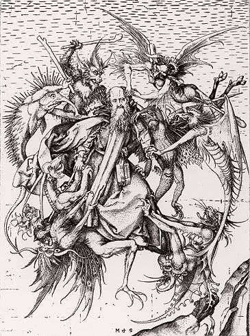 Saint Antoine tourmenté par les démons, vers 170-1473, Martin Schon Gauer. 