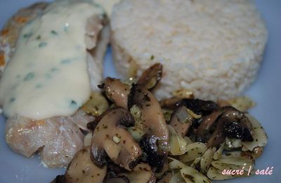 filet de cabillaud aux amandes et champignons