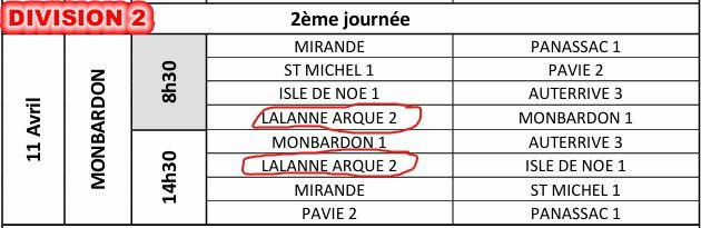 Planning du 11 avril