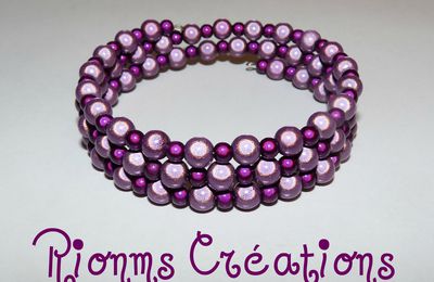 Nouveau bracelet mémoire de forme prune et mauve en perles magiques