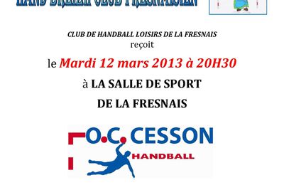 Prochain Match Mardi 12 mars 2013 contre CESSON