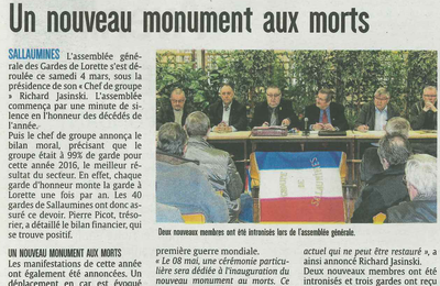 Inauguration Sallaumines : Le 8 mai prochain, cérémonie particulière dédiée au nouveau monument aux morts