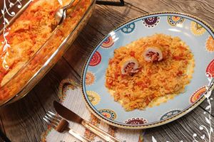 Roulés de dinde, jambon et emmenthal avec riz à la tomate