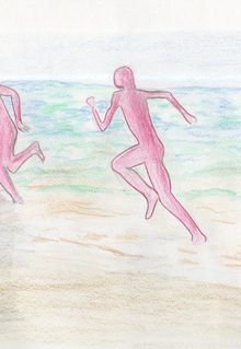 dessin crayon de couleur - enfants roses