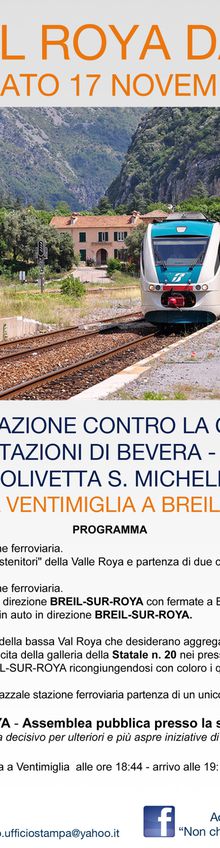 Samedì 17 novembre 14h 30 gare de Breil&nbsp;: Manifestation pour la défense du train en Roya