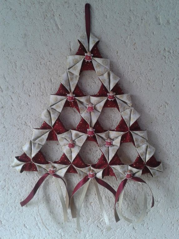 nos sapins en origami de tissu