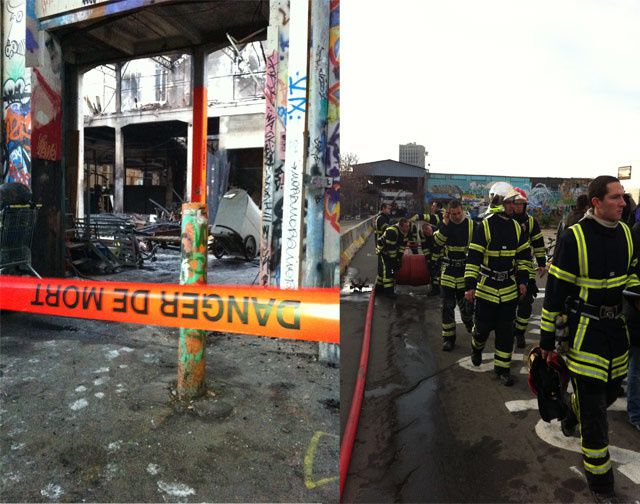 Les photos de l'incendie criminel de la Vaca Loca et de la Friche RVI à Lyon la nuit du 19 au 20 décembre 2010