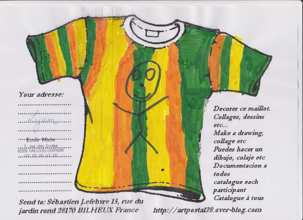 maillots reçus d'une ecole mixte primaire de l'Aisne (02)