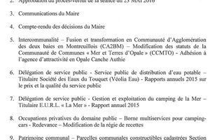 conseil municipal Jeudi 30 juin 2016 à 19h