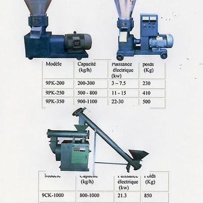 Presse à tourteau "granuler" 9PK120-150 et 200 (30 à 150 kg/heure) avec filières de 4-6 mm