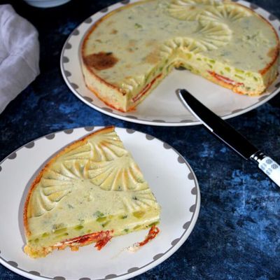 Quiche de polenta aux courgettes et son cœur de chorizo fondant