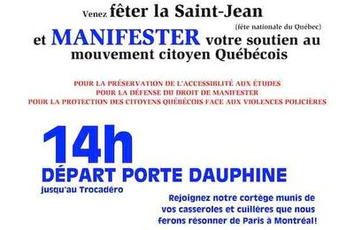 Les Indignés parisiens appellent à se mobiliser le 24 juin en soutien aux Québécois