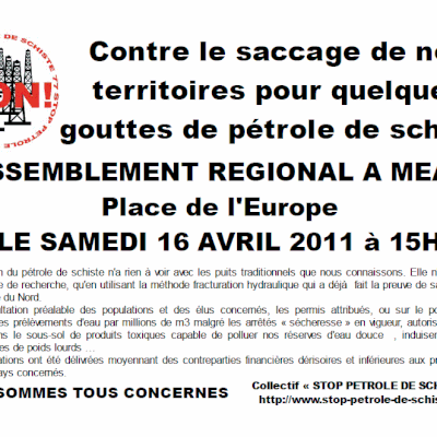 Appel manifestation contre les gaz et pétrole de schiste