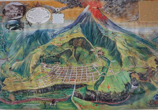 La ville termale de Baños de Santa Agua au pied qu volcan Tugunrahua (5023m)