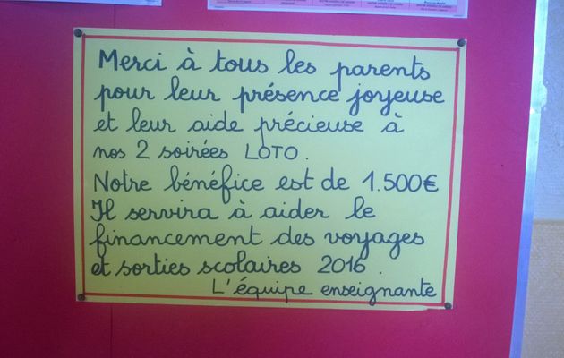 ECOLE LEON BOURGEOIS B : UNE RÉUSSITE POUR LES LOTOS 