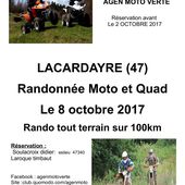 Rando Lacardayre Moto et Quad d'Agen Moto Verte le 8 octobre 2017 à Lacardayre (47) - RANDONNEE ENDURO DU SUD OUEST