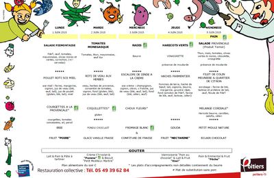 Menu de la cantine scolaire du 1 au 5 Juin 2015