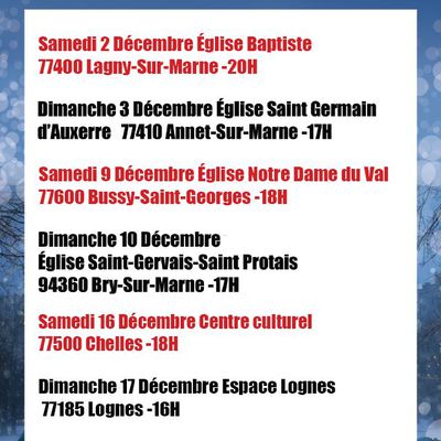 Dates de concerts de Noël 2023