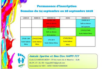 Permanences d'inscriptions septembre 2018