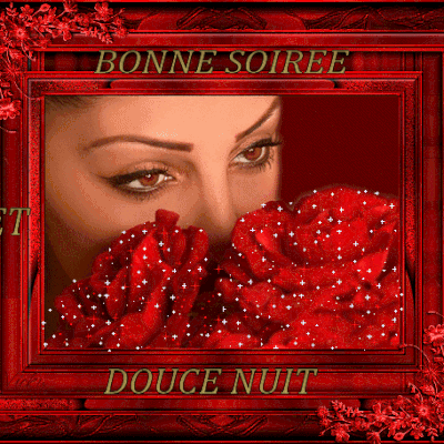 Bonne soirée et Douce nuit - Femme - Visage - Regard - Gif scintillant - Gratuit