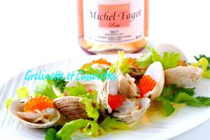 Fricassée de Praires au Safran et Champagne Rosé Brut Premier Cru Michel Fagot 