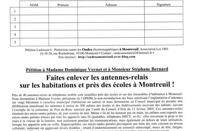 Pétition à Mme Dominique Voynet et à Mr Stéphane Bernard