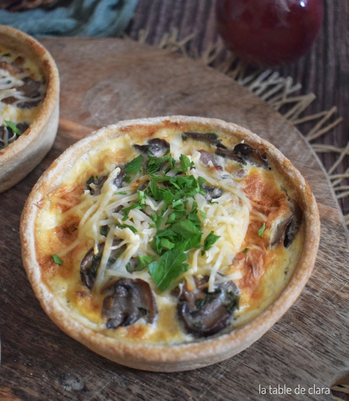 Tartelettes champignons bruns lardons