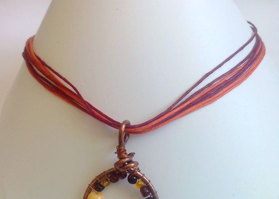 Collier pendendif cuivre et perles