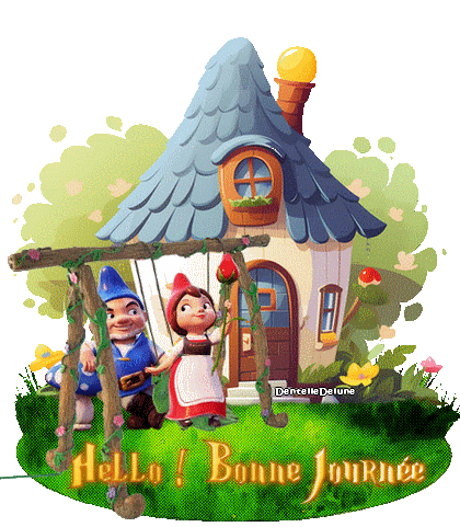 Hello ! Bonne Journée - Gif animé avec couple de gnomes